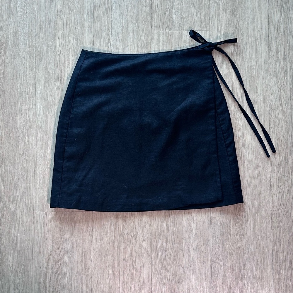 NWT GAP Black Linen Wrap Skirt